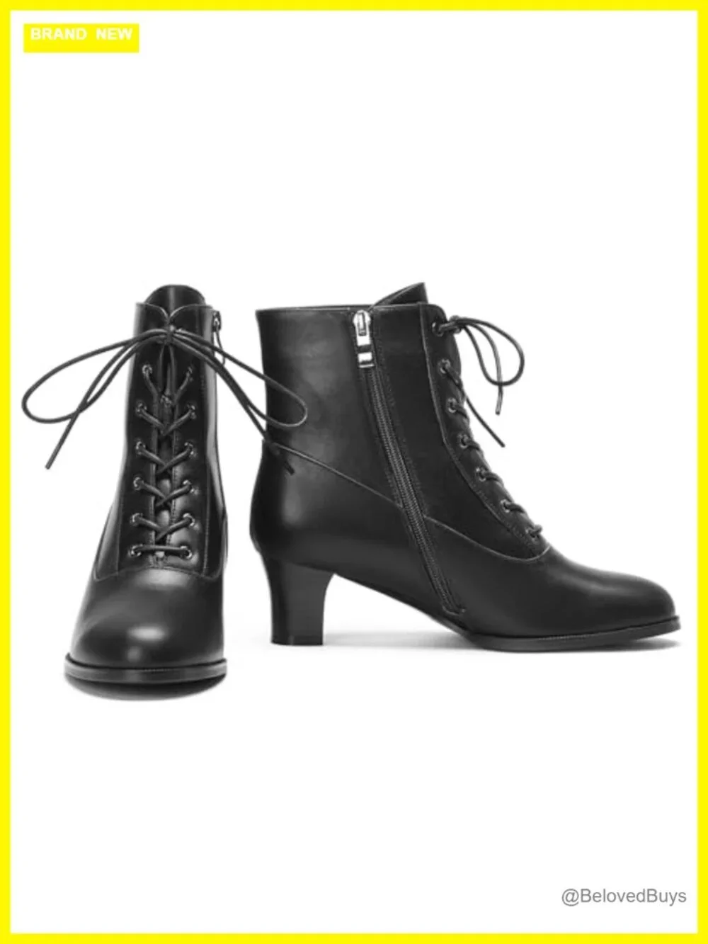 Victorian Lace Up Ankle Boots with Side Zipper - Witch Costume Booties